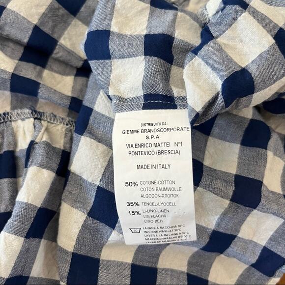 Le Sarte Pettegole Size 40 Small Check Flutter Sleeve Blouse - Picture 11 of 11